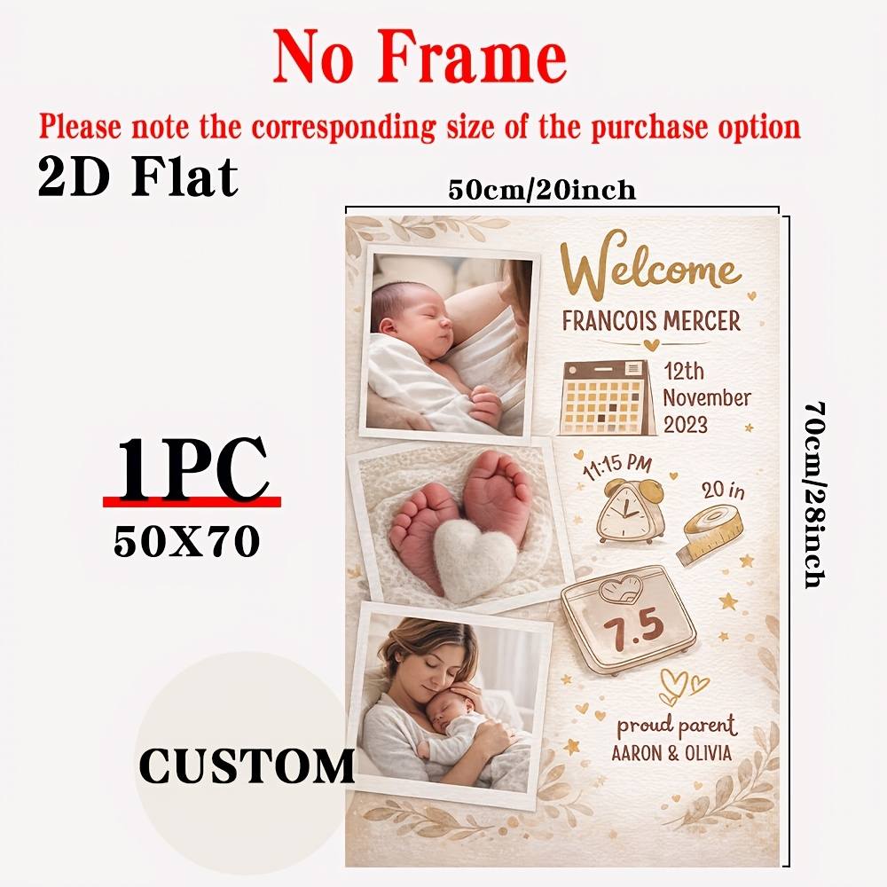 Personalized Baby Birth Information Photo Poster Framed Canvas